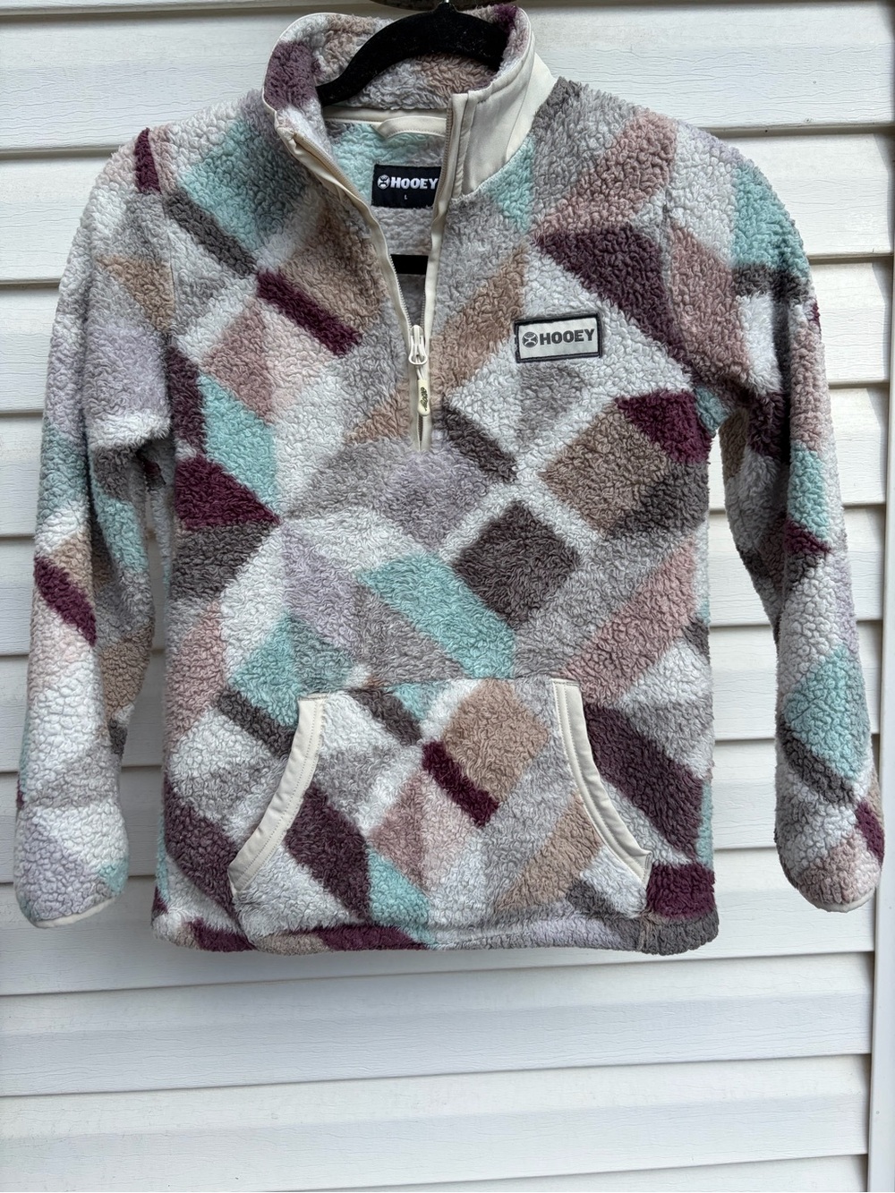 Hooey Girls Large Sherpa Fleece Quarter Zip Southwestern Western Pullover